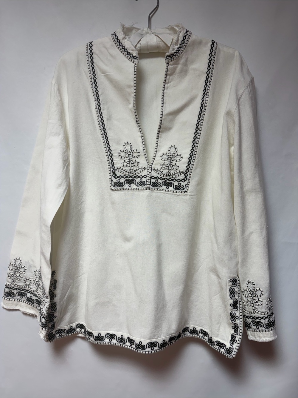 Zara White Tunic Top with Black Embroidery - Picture 2 of 9
